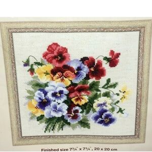 Riolis Counted Cross Stitch Kit Pansy Medley #1516 (7 3/4” X 7 3/4”)